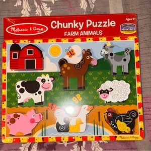 Melissa & Doug Farm Animals Chunky Puzzle - Red, Brown, Black